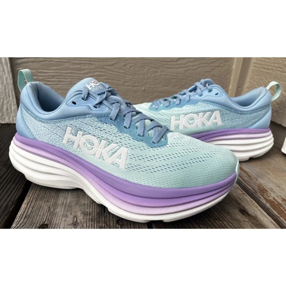 Hoka One One Bondi 8 Women’s 9.5B Running Shoes Airy Blue/Sunlit Ocean